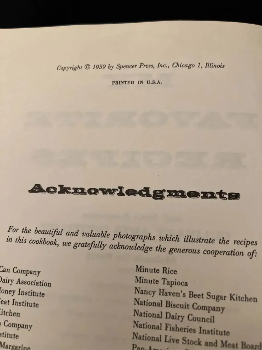 Vintage 1959 My Favorite Recipes Culinary Arts Institute Cookbook Hardcover